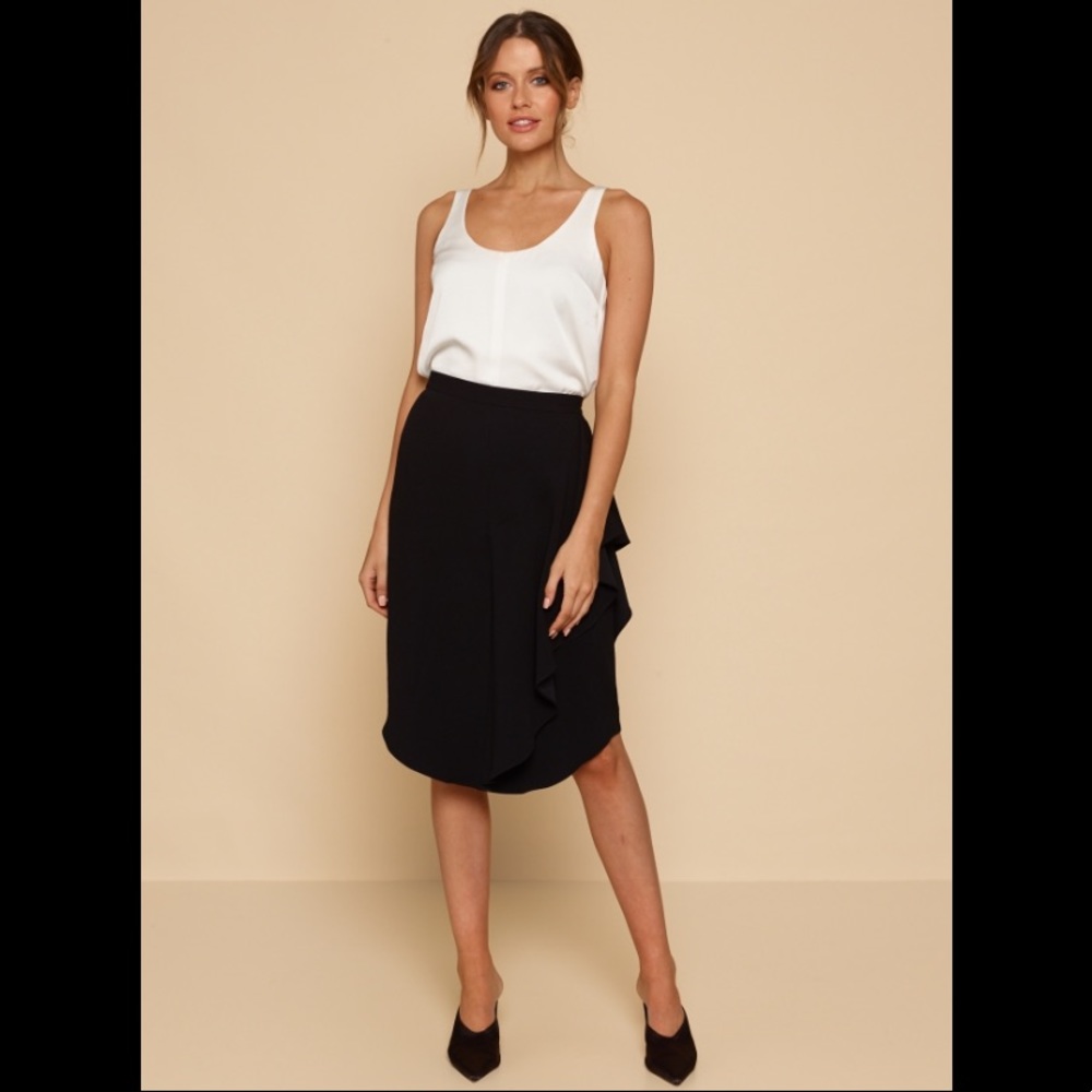 Black Asymmetric Midi Skirt
